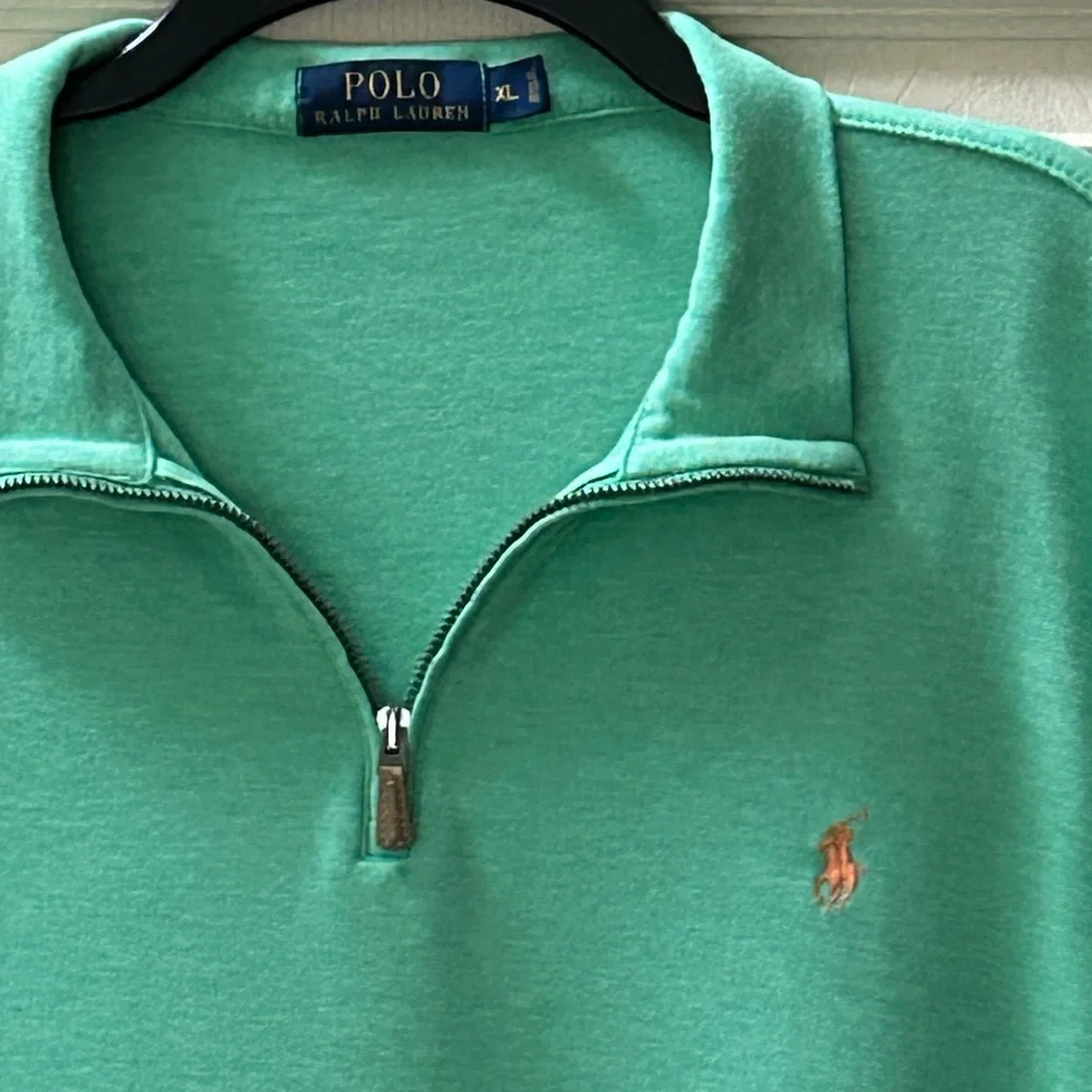 Polo Ralph Lauren 1/4 Zip Mint Green Mock Neck Pullover Sweater Pony Size XL - Picture 7 of 11